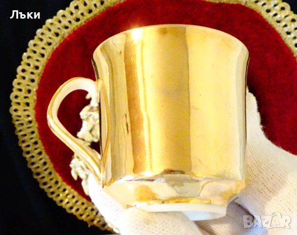 Чаша с чиния италиански порцелан,злато,картина. , снимка 5 - Антикварни и старинни предмети - 52268082