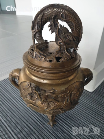Япония 19-ти век/стара японска бронзова кандилница с дракони
