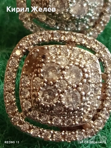 Сребърни обеци с кристали Swarovski и множество ореоли ювелирна изработка 54189, снимка 3 - Обеци - 54014405