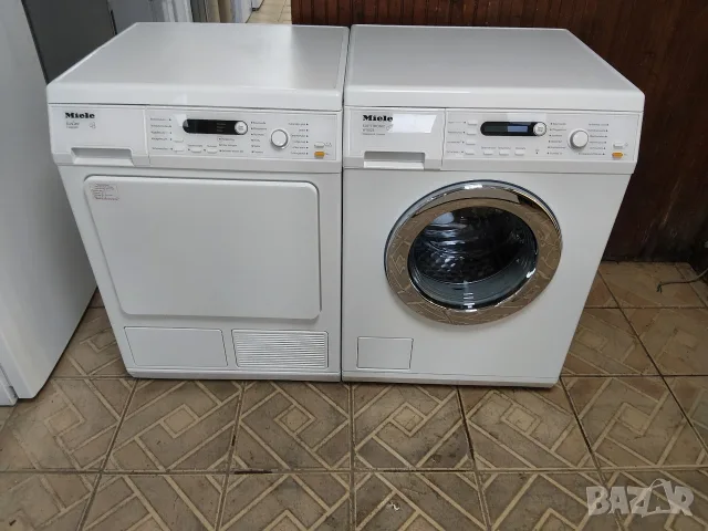 Комплект пералня и сушилня с термопомпа Миеле Miele 7кг пчелна пита Made in Germany 2години гаранция