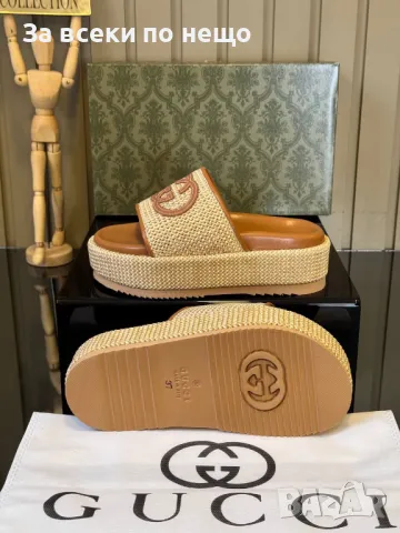 Gucci Чехли На Висока Платформа Гучи - Налични Различни Цветове Код E264, снимка 7 - Чехли - 50413100