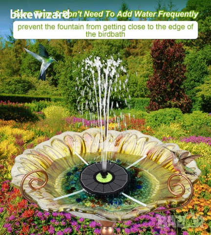 Соларна помпа за фонтан 3.5W със 7 дюзи – черна за градина и езерце НОВА, снимка 2 - Басейни и аксесоари - 53013674