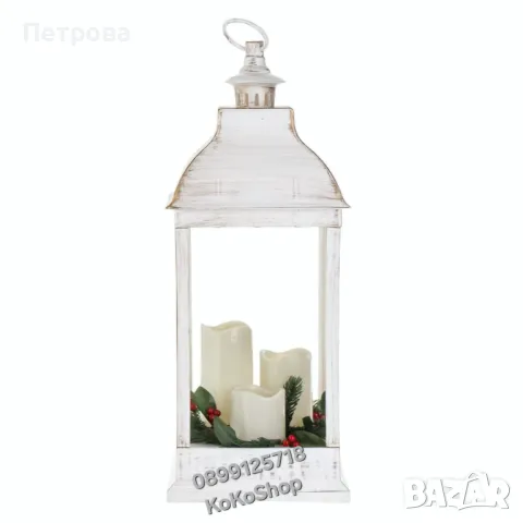 Коледен фенер 60 см./фенер с LED свещи/декоративен коледен фенер/, снимка 4 - Декорация за дома - 48055441
