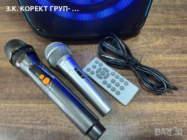 Безжична портативна караоке аудио система KTS-1912 с 2 микрофона , снимка 2 - Bluetooth тонколони - 53316952