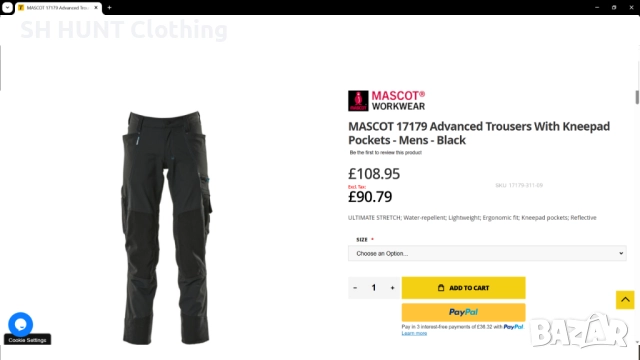 MASCOT 17179 Advanced Stretch Work Trousers размер 52 / L изцяло еластичен работен панталон W4-433, снимка 2 - Панталони - 52092370