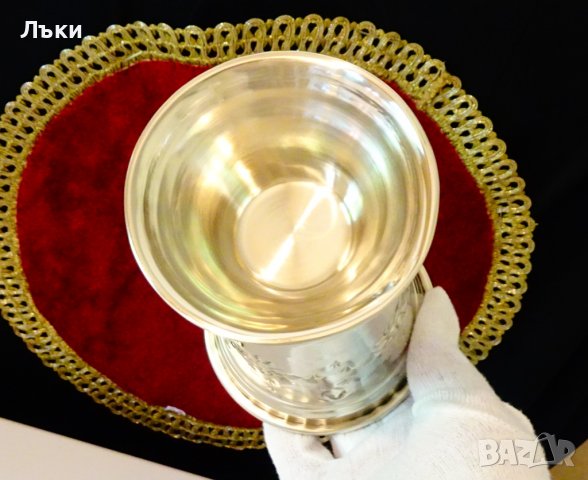 Посребрена чаша за вино,бокал 300 мл.,релеф., снимка 5 - Антикварни и старинни предмети - 37997260