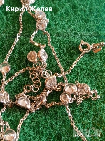 Сребърен синджир с кръгли циркониеви кристали майстоска изработка 26339, снимка 3 - Колиета, медальони, синджири - 54006150