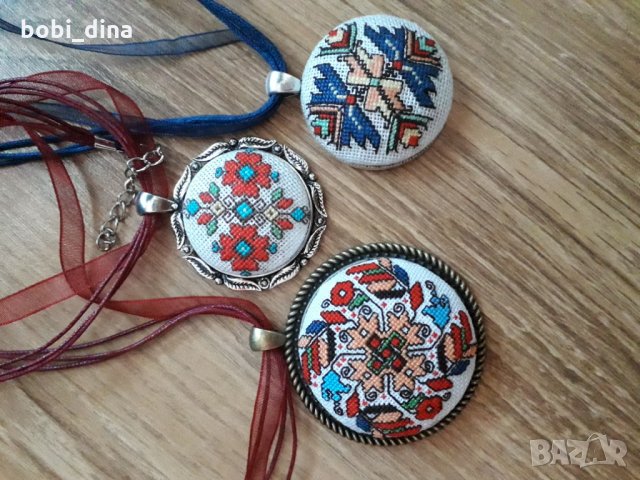 Бродирани бижута с българска шевица , снимка 7 - Колиета, медальони, синджири - 26279184