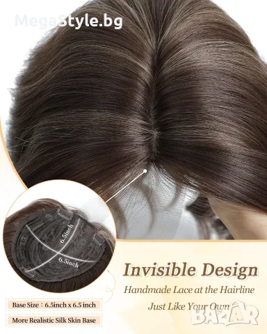 Премиум Дамска перука (Hair Topper) MORICHY – 40 см (16 инча), снимка 4 - Аксесоари за коса - 55835118