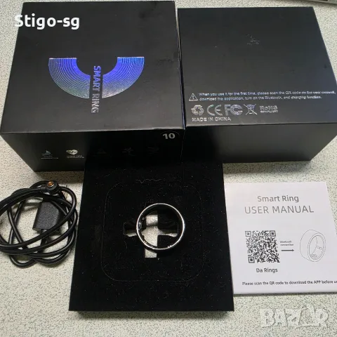 Чисто нов Смарт Пръстен (Smart Ring) - Сребрист, Р-р 10 + Пълен комплект
