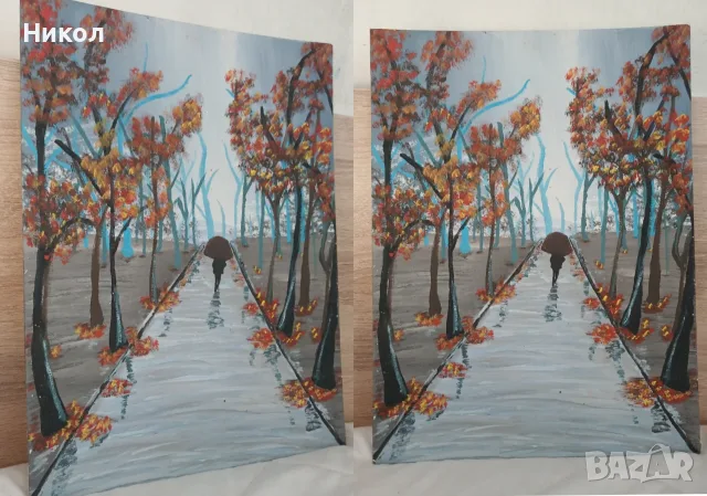 Ръчно рисувана картина - 🍂„Есенна меланхолия“🍂