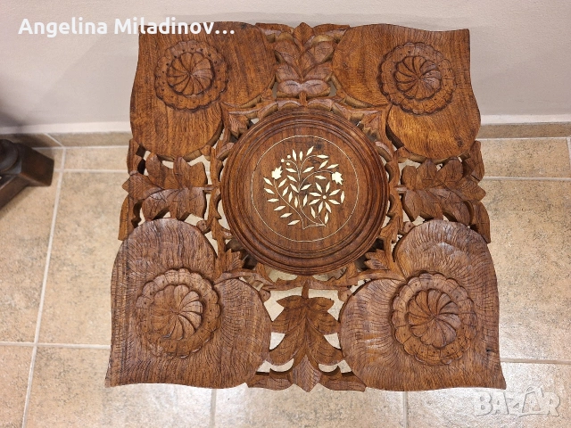 Индийска ръчно изработена помощна масичка , снимка 2 - Маси - 53890301