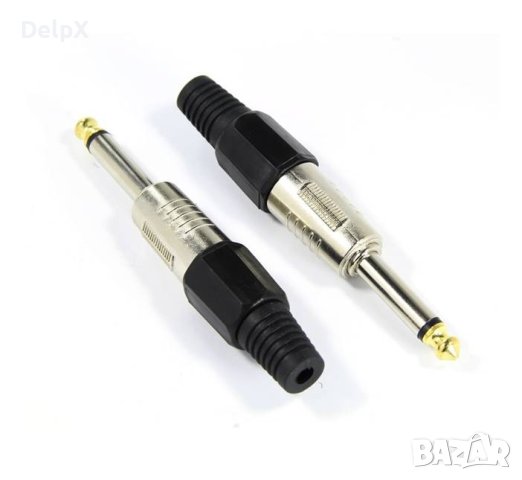 Букса професионална права за кабел метална MONO 6,3mm JACK(м), снимка 1 - Други - 42459791