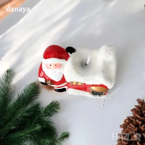 5323 Керамична коледна свещ Дядо Коледа, снимка 4 - Декорация за дома - 47631888