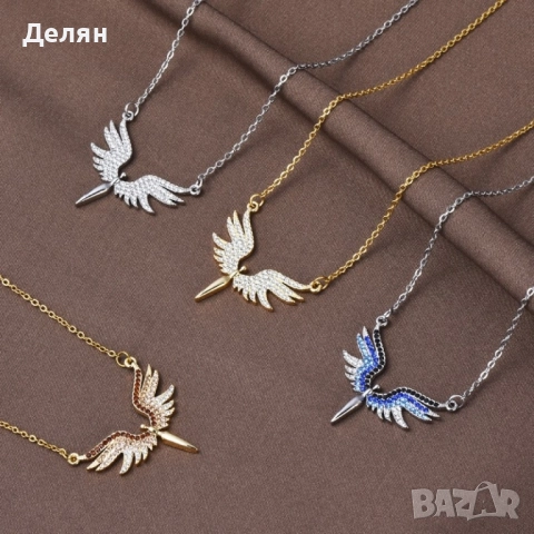 Нежно дамско колие с висулка феникс с камъни в 4 варианта., снимка 1