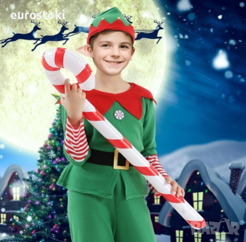 Детски коледен костюм на Елф Raveparty, от 8 части, карнавален костюм на Коледен Елф за момчета , снимка 7 - Детски комплекти - 52567620