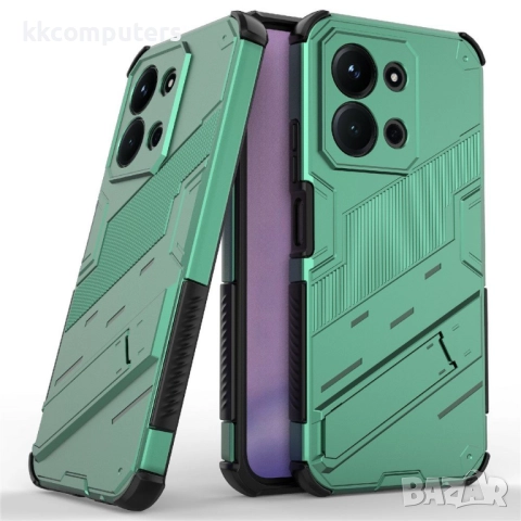 Xiaomi Redmi 15C 5G / 4G / Poco C85 4G Удароустойчив - PC+TPU Калъф с Протектор и Стойка (Черен, Бял, снимка 5 - Калъфи, кейсове - 52072361