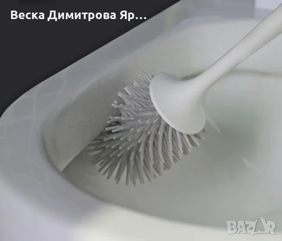 Тоалетна силиконова четка с двойна поставка в бяло и сиво, снимка 4 - Други стоки за дома - 49843518
