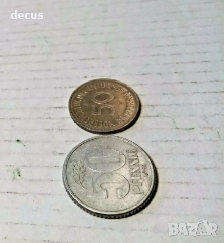 Лот от две монети немски пфениг - от 1950 и 1958г, снимка 5 - Нумизматика и бонистика - 51463872