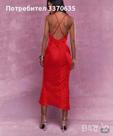 Дълга елегантна дамска рокля е червено, S размер, снимка 2 - Рокли - 52060558