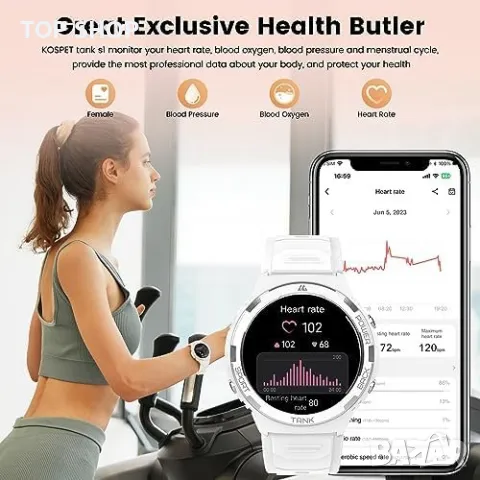 Нов KOSPET Умен Часовник  Жени AMOLED, 70 Спортни Режима Подарък, снимка 2 - Смарт гривни - 49622086