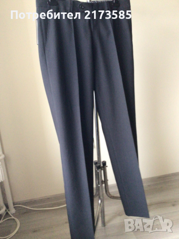 Класически мъжки официален панталон-цвят графит ситно райе, снимка 2 - Панталони - 44672178
