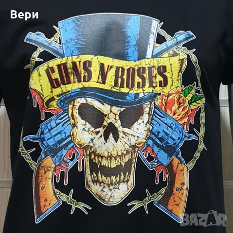 Нова мъжка тениска с дигитален печат на музикалната група GUNS N'ROSES, с череп, снимка 2 - Тениски - 27839016