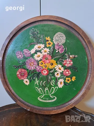 декоративно дървено пано изрисувано с маслени бои     17/2