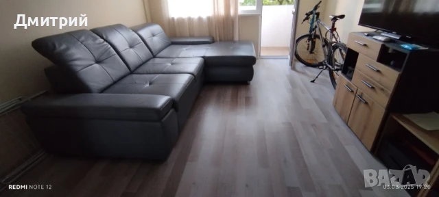 Ъглов диван Естествена кожа, снимка 1