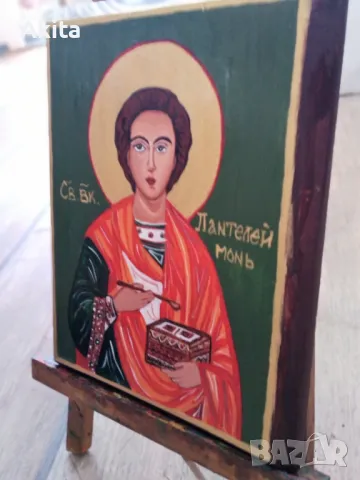 Икона на свети Пантелеймон, снимка 5 - Икони - 43534149