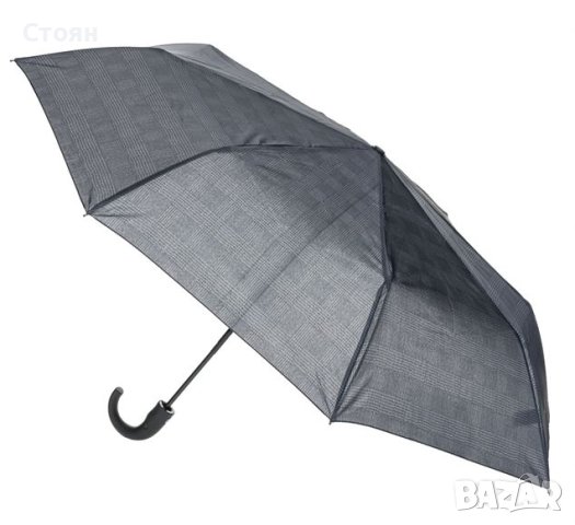 Разделен автоматичен сив чадър с гумена дръжка, шарка на каре 33 см, снимка 3 - Други - 42875087