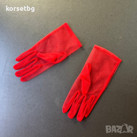 Дамски къси червени тюлени ръкавици- код 8638, снимка 5 - Ръкавици - 44291255