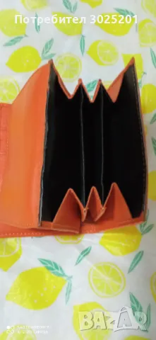 Дамски Оранже Кожен портфейл Естествена Кожа, снимка 5 - Портфейли, портмонета - 47855549