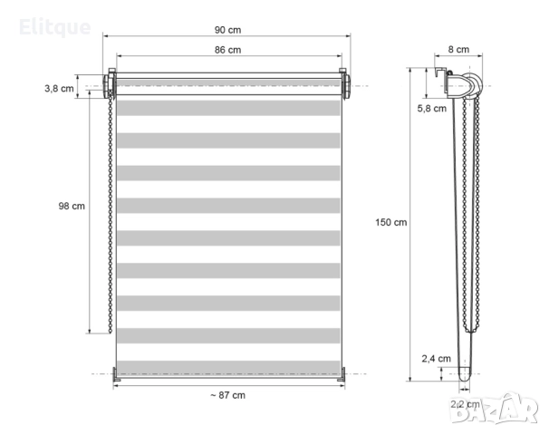 Щори ECD  Ролетни, Текстилни, Двойни, Без пробиване, Включен монтажен материал, Бял,Сив ,Бежов, снимка 5 - Други стоки за дома - 52905247
