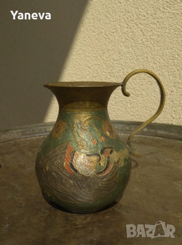 Метални , ръчно изработени и украсени ваза, кана и чиния от Индия., снимка 2 - Декорация за дома - 53037096