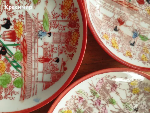 6 чинийки с гейши - леки забележки по декора, едната чукната на долния ръб , снимка 7 - Антикварни и старинни предмети - 47723727