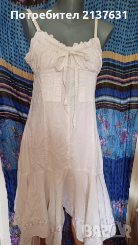 ДАМСКА БЯЛА АСИМЕТРИЧНА РОКЛЯ Размер , снимка 3 - Рокли - 51816273