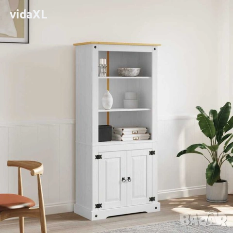 vidaXL Бюфет, мексикански бор, стил Корона, бял, 80x40x170 cм(SKU:282624), снимка 2 - Бюфети - 53314406