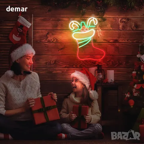 Коледна LED неонова табела WingFly, с USB захранване (коледен чорап), снимка 6 - Декорация за дома - 48209422
