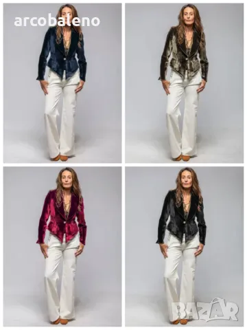 Дамски кадифен ретро блейзър (сако) с едно копче с V-образно деколте, 4цвята 