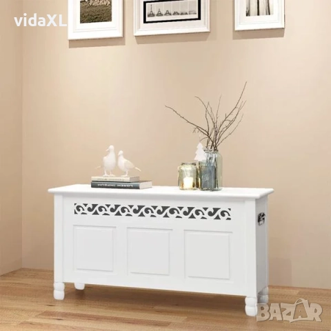 vidaXL Пейка за съхранение, бароков стил, MDF, Бяла(SKU:242646), снимка 2 - Градински мебели, декорация  - 52564257