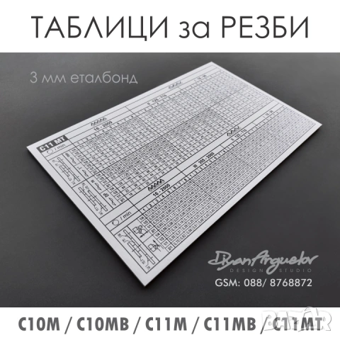 ТАБЛИЦИ за РЕЗБИ и ТАБЕЛКИ за СТРУГОВЕ C10-M / MB ; С11-М / МВ / MT , снимка 4 - Стругове - 43977673