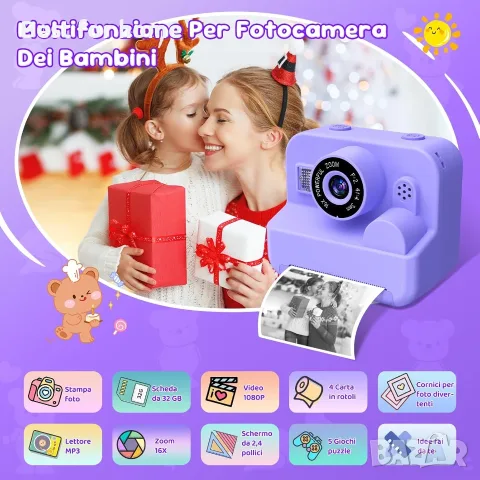 Детска камера за моментални снимки CONMRO – 1080P, снимка 6 - Друга електроника - 56026508