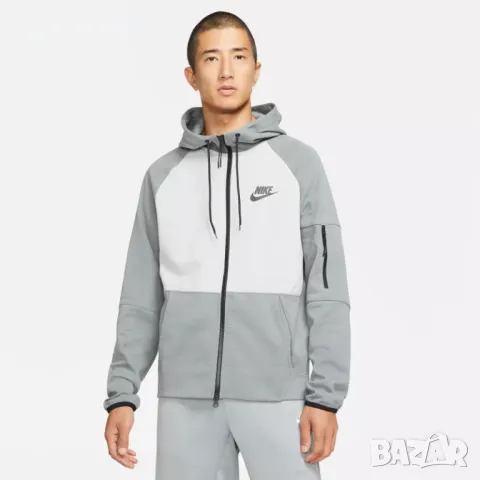 Nike Full Zip Hoodie Grey Mens DD5284-077 Оригинал Код 678, снимка 1 - Спортни дрехи, екипи - 47999459