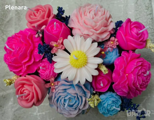 Ръчно изработени букети от соеви свещи, снимка 12 - Декорация - 50027159