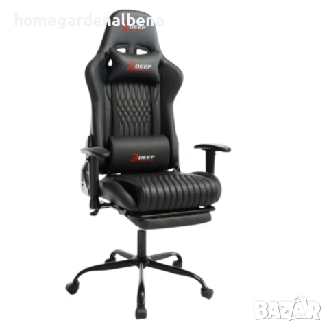 Ергономичен черен геймърски стол с поставка за крака, регулируема височина и 3D подлакътници, снимка 5 - Столове - 54044508