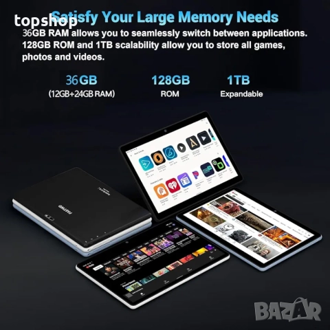 Нов таблет FASTWD 10-инчов Android 14, 36GB RAM + 128GB ROM, 5G WiFi таблет, GPS, 8000mAh..., снимка 3 - Таблети - 51982234