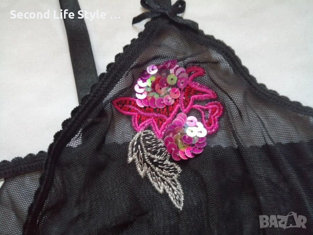 Hunkemoller прозрачна дамска нощница с пайети и бродерии р-р M, снимка 5 - Нощници - 52923424