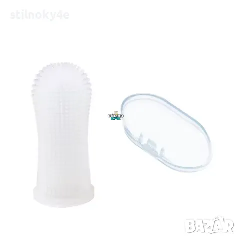 360° Силиконов напръстник за миене на зъби на домашни любимци с кутия за съхранение Четка за зъби, снимка 1