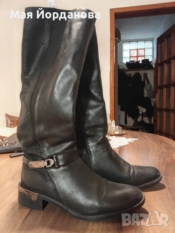 Елегантни ботуши, естествена кожа,38 номер, черни.                             , снимка 2 - Дамски боти - 52026842